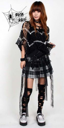 Пончо с капюшоном SWEATER Punk Rave M-002/BK-WH Изображение 1