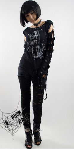  T-SHIRT Punk Rave T-056/BK-WH  2