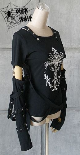  T-SHIRT Punk Rave T-162/BK-WH  4