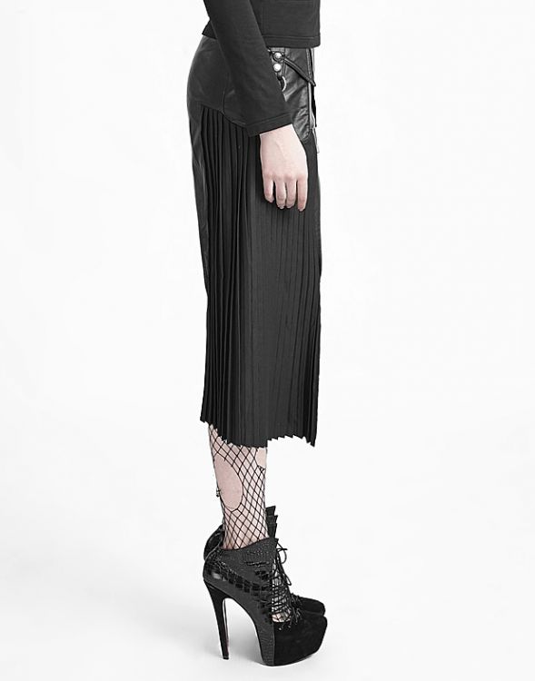  Punk Single Pleated Leather Skirt Punk Rave Q-274/BK  3
