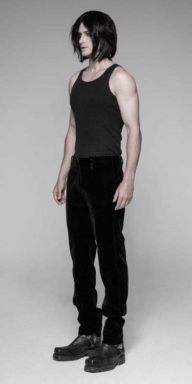  Gothic Daily Weft velveteen Trousers Punk Rave OK-336XCM/BK  4