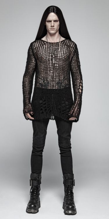  Broken Pullover Sweater Punk Rave OPM-004TMM/BK  4
