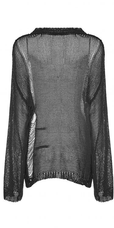  Tattered Mesh Hole Loose Sweater Punk Rave OPM-090TMF/BK  3