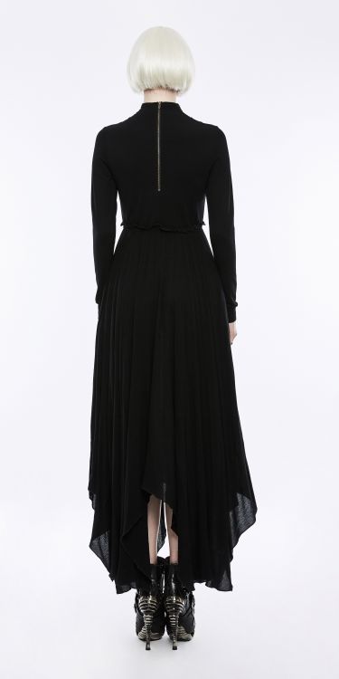  Goth Retro High Neck Hollow-out Irregular Hem Mystical Dress Punk Rave OPQ-202LQF/BK  5