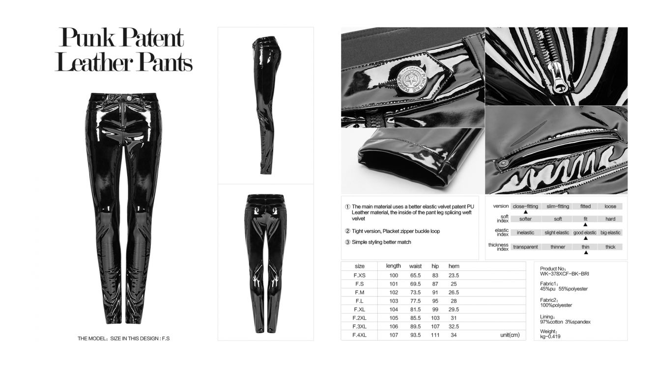  PUNK Patent Leather Pants Punk Rave WK-378XCF/BK-BRI  9