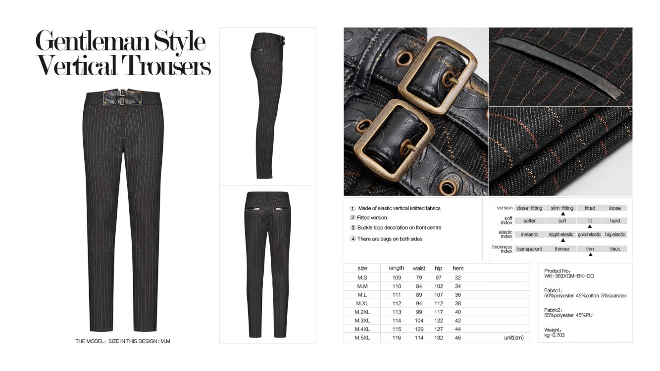  Gentleman Style Vertical Trousers Punk Rave WK-383XCM/BK-CO  9
