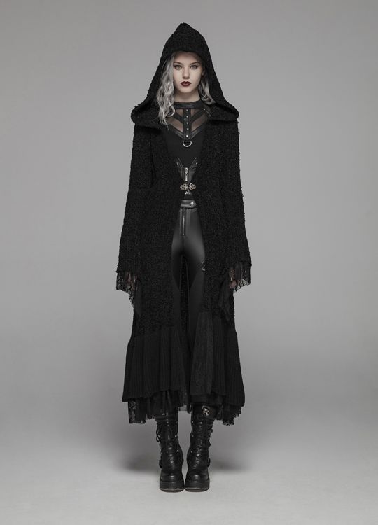  Gothic Thickened Woolen Cardigan Punk Rave WM-047HMF/BK  5