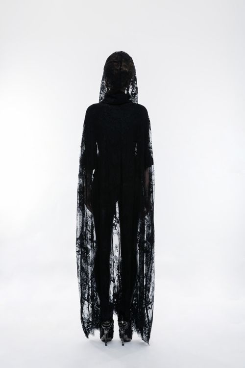  Gothic transparent lace long cloak Punk Rave WY-825DPF/BK  6