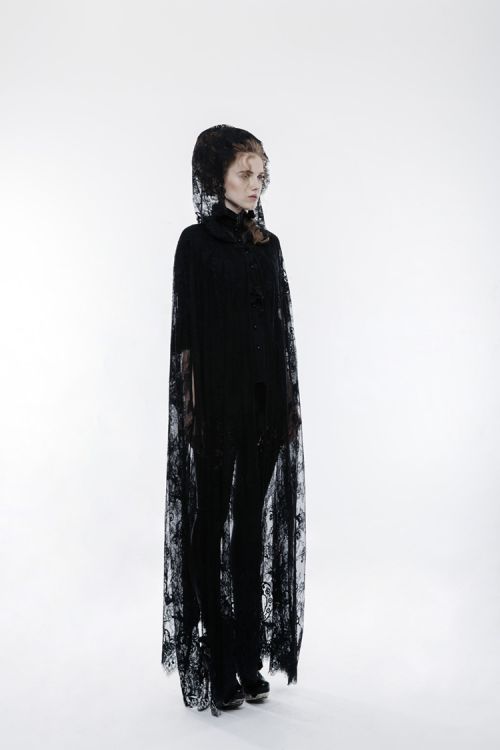  Gothic transparent lace long cloak Punk Rave WY-825DPF/BK  7