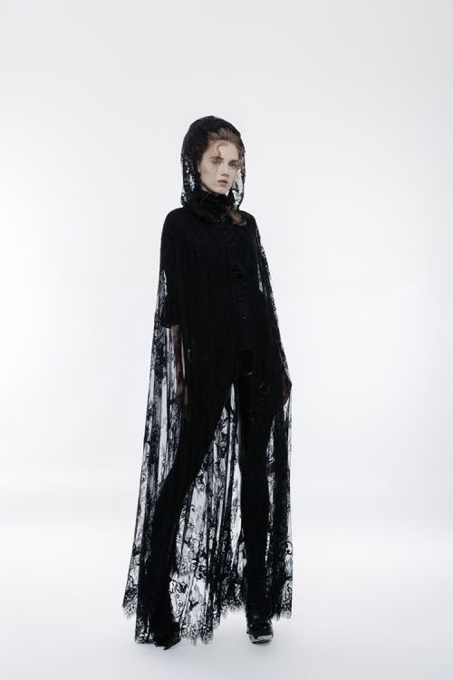  Gothic transparent lace long cloak Punk Rave WY-825DPF/BK  8