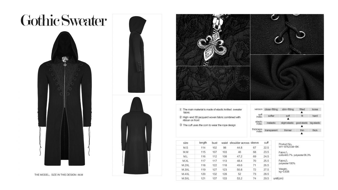 Свитер-пальто Gothic Sweater Punk Rave WY-876ZCM/BK Изображение 9