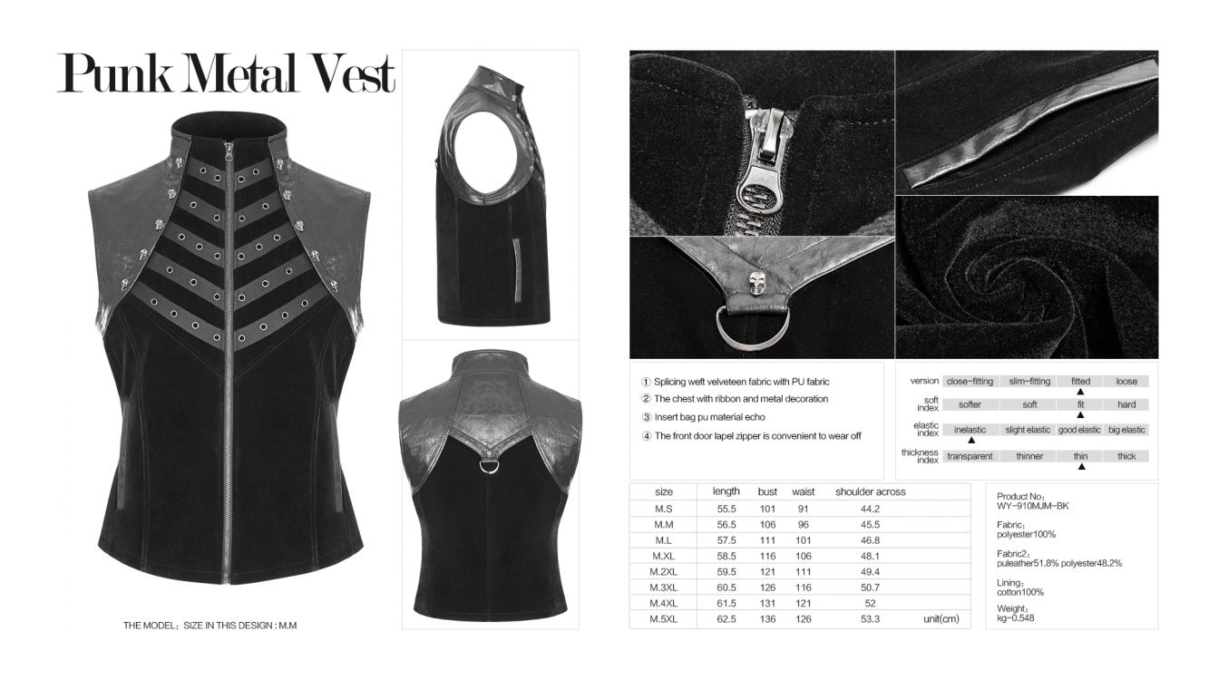  Punk Metal Vest Punk Rave WY-910MJM/BK  9