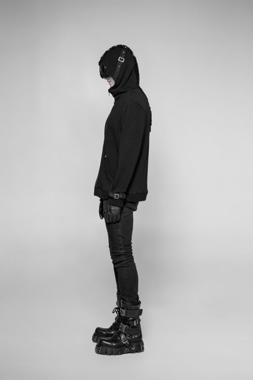  Punk Hooded Sweater Cardigan Punk Rave WY-921ZDM/BK  5