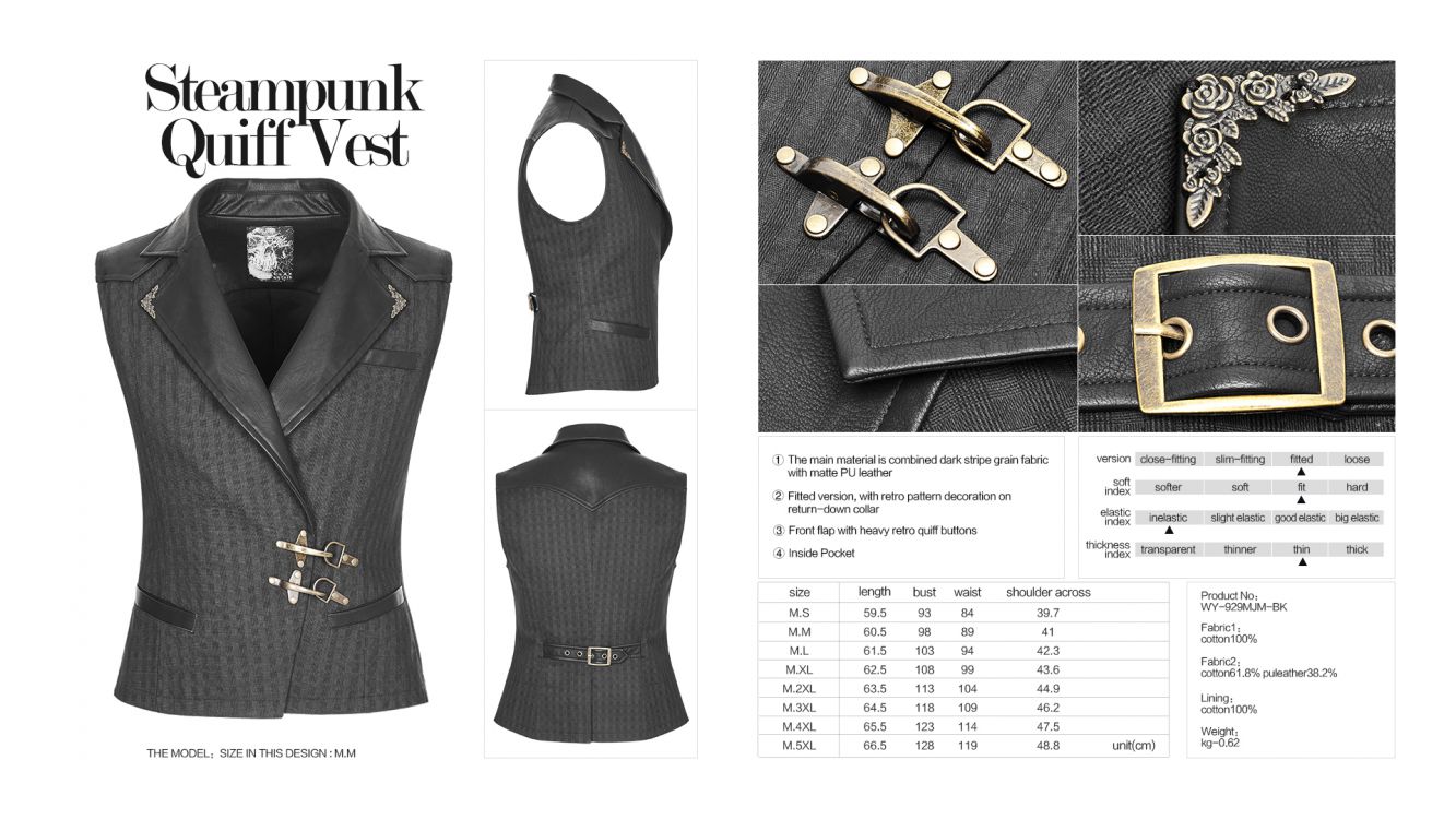 Steampunk Quiff Vest Punk Rave WY-929MJM/BK  10