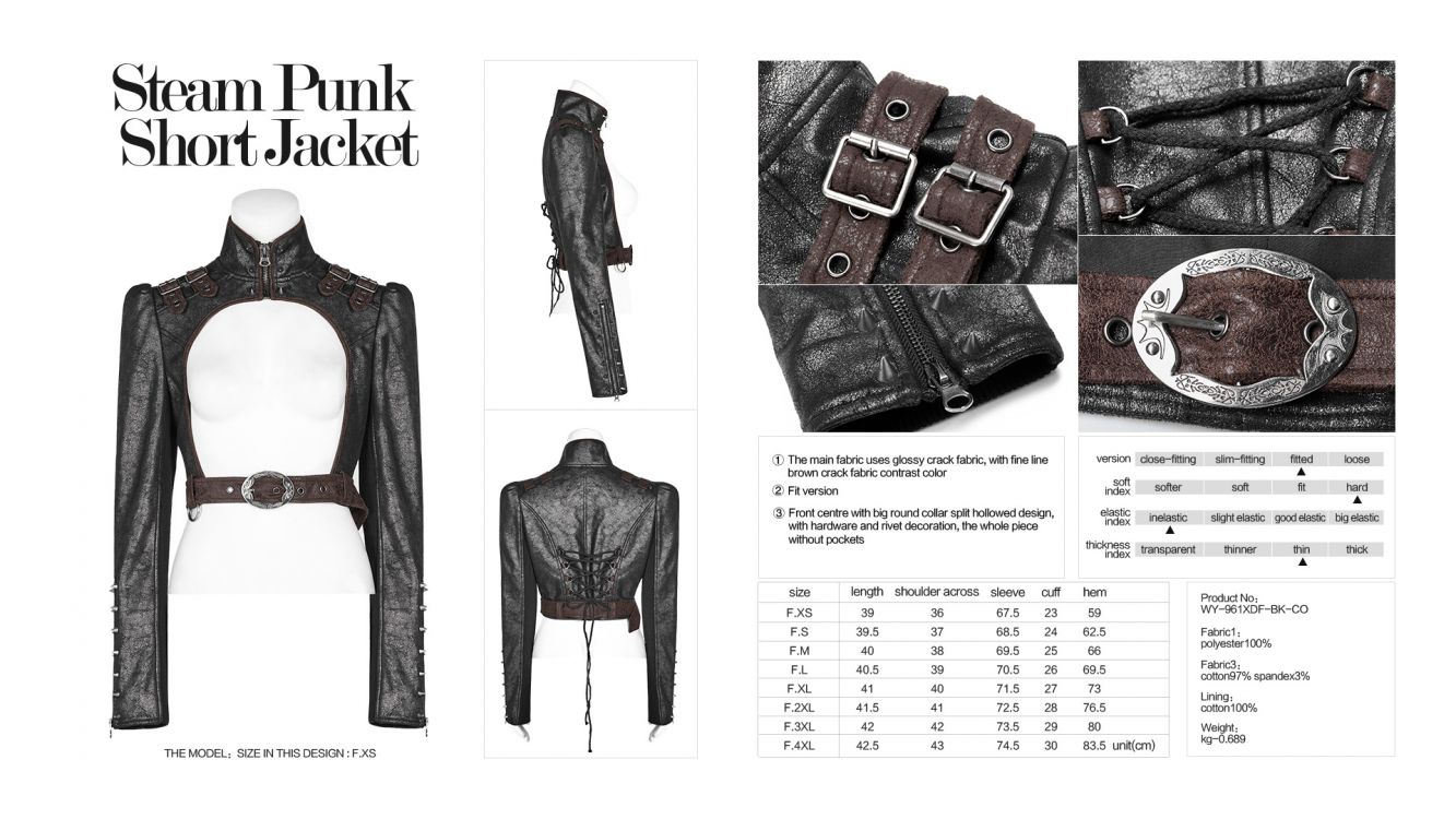  Steam Punk Short Jacket Punk Rave WY-961XDF/BK-CO  9