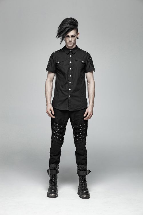  Steampunk Short Sleeve Shirt Punk Rave WY-1012CDM/BK  5