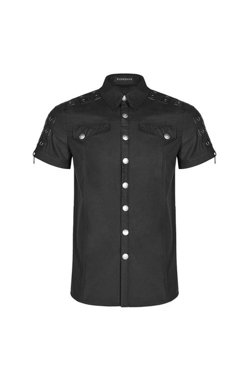  Steampunk Short Sleeve Shirt Punk Rave WY-1012CDM/BK  2