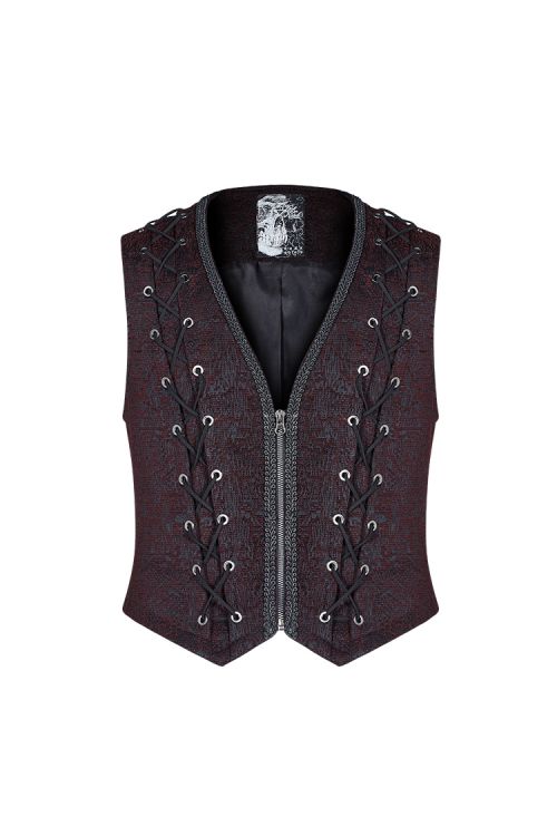  Goth Black and Red Vest Punk Rave WY-1014MJM/BK-RD  2