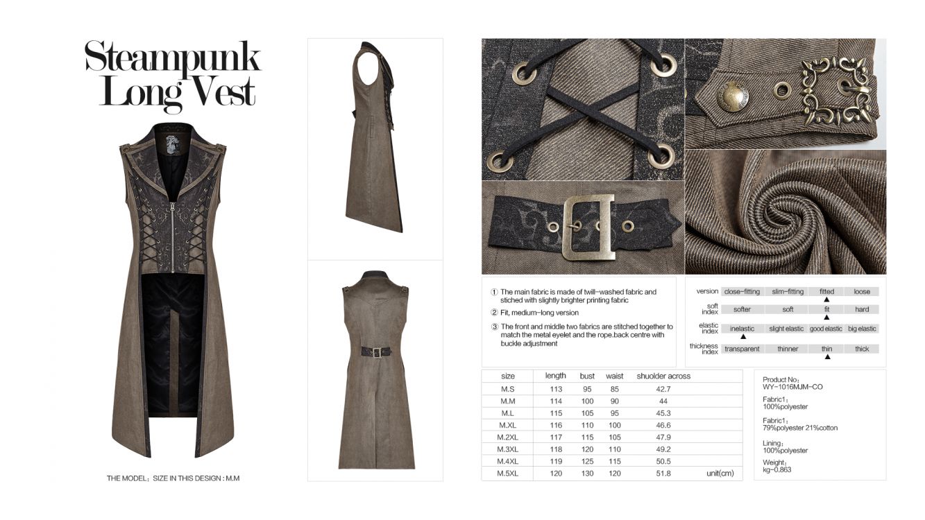  Steampunk Long Vest Punk Rave WY-1016MJM/CO  9
