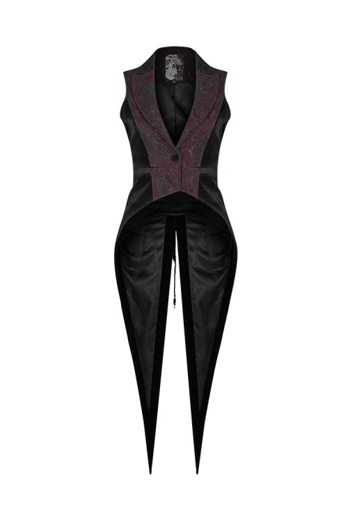  Gothic Red and Black Tuxedo Vest Punk Rave WY-1055MJF/BK-RD  2