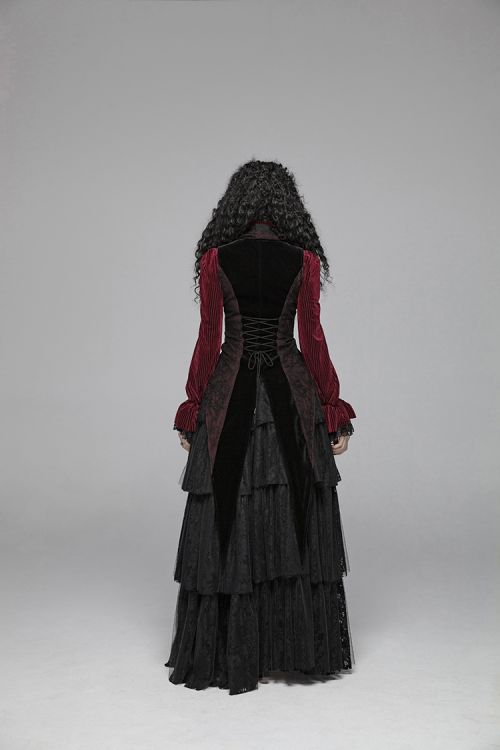  Gothic Red and Black Tuxedo Vest Punk Rave WY-1055MJF/BK-RD  7