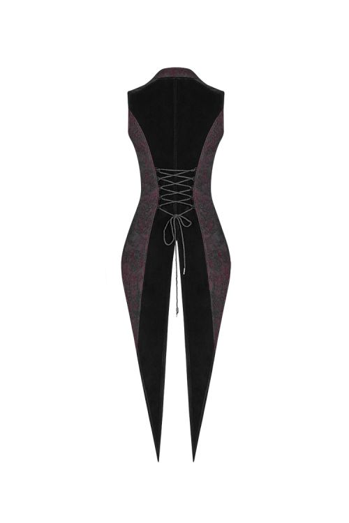  Gothic Red and Black Tuxedo Vest Punk Rave WY-1055MJF/BK-RD  4