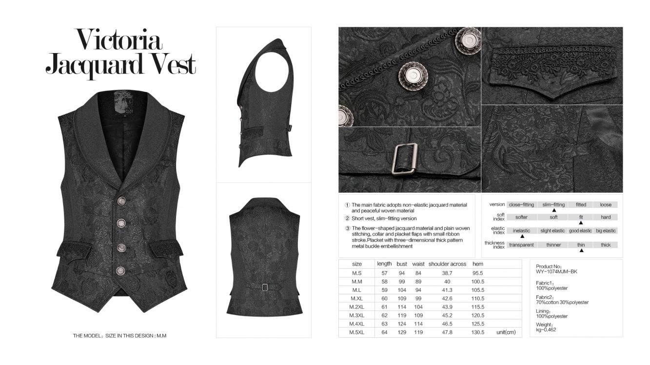  Victoria Jacquard Vest Punk Rave WY-1074MJM/BK  9