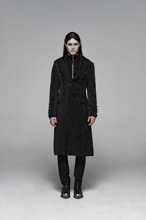  Vintage Gothic Jacquard Medium Long Coat Punk Rave WY-1078XCM/BK  7
