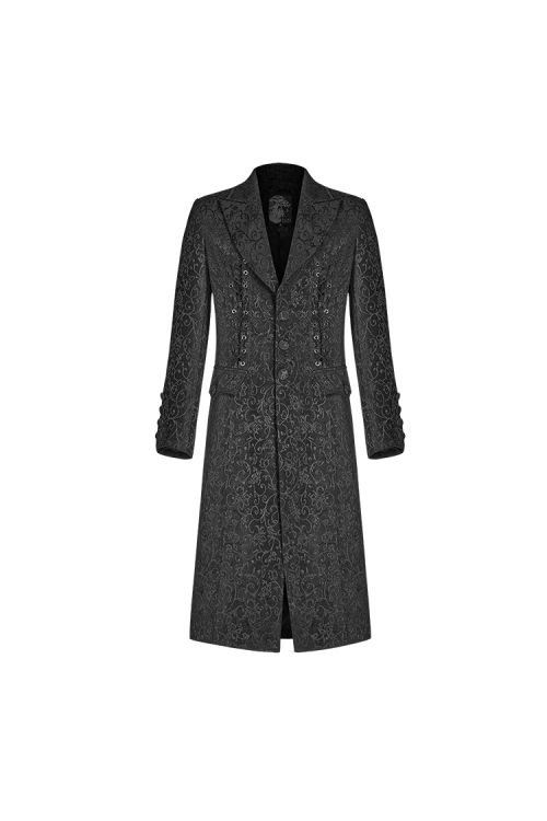  Vintage Gothic Jacquard Medium Long Coat Punk Rave WY-1078XCM/BK  2