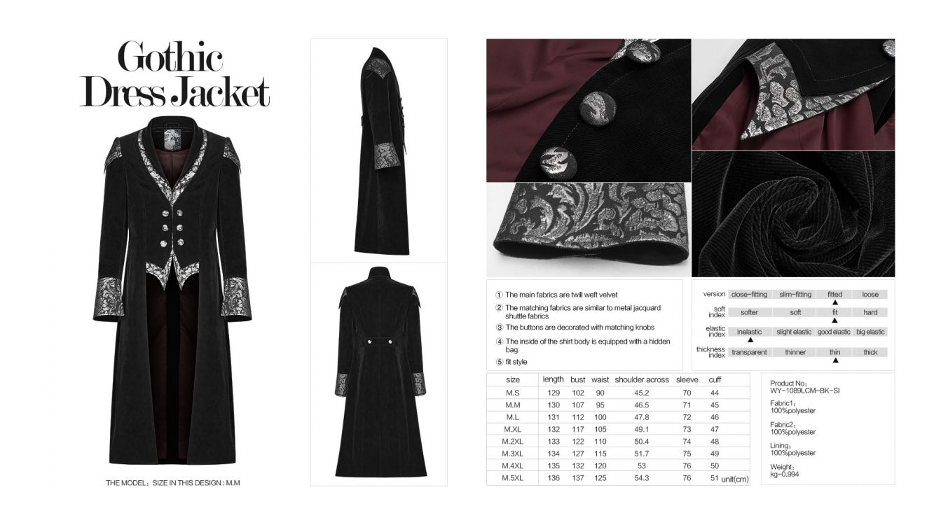 Жакет Gothic dress jacket Punk Rave WY-1089LCM/BK-SI Изображение 9
