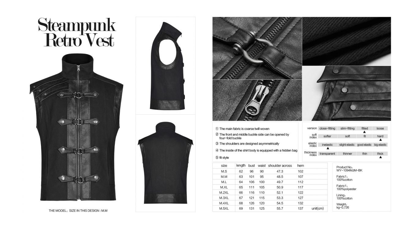  Steampunk retro vest Punk Rave WY-1094MJM/BK  9