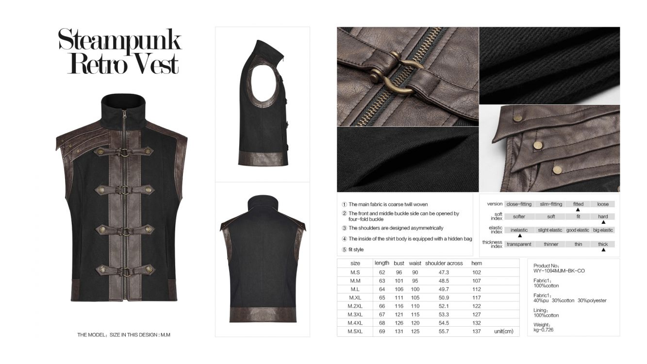  Steampunk retro vest Punk Rave WY-1094MJM/BK-CO  9