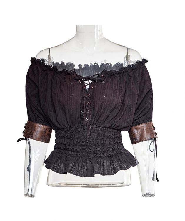  Steampunk Slash Neck T-shirt Punk Rave T-444/BK  2