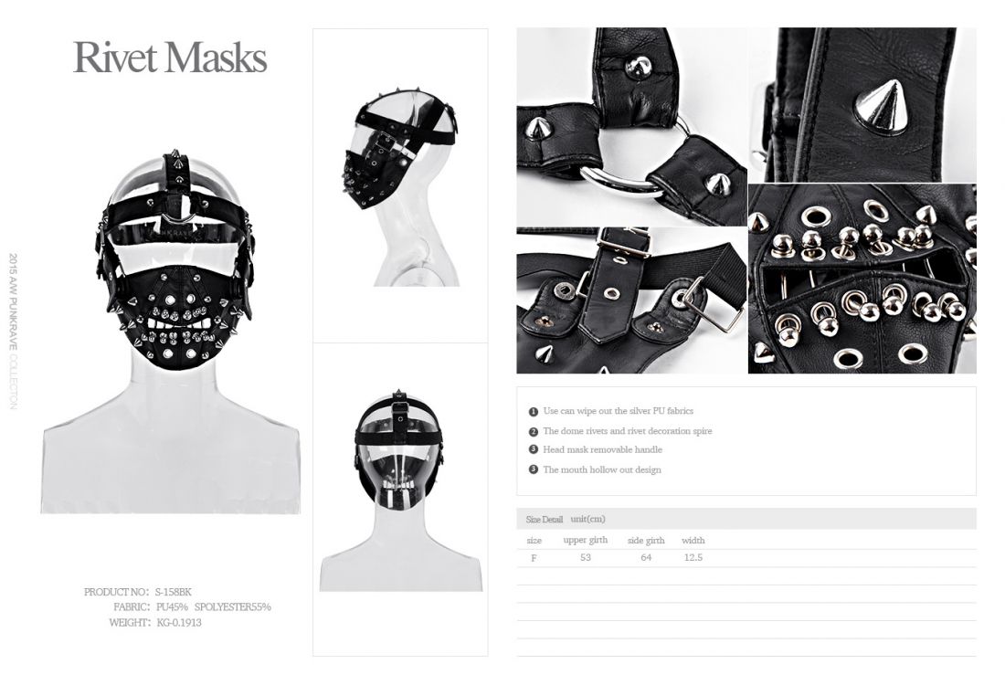  Rivet Masks Punk Rave S-158/BK  9