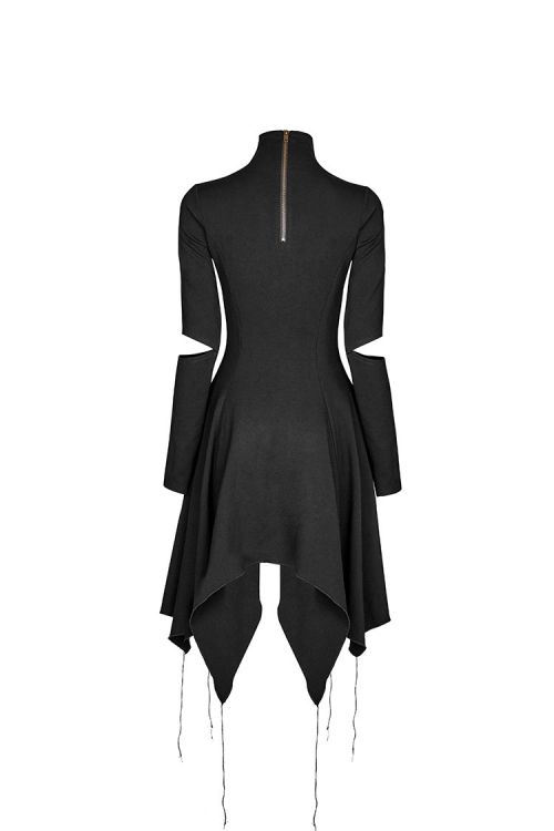 Gothic heart shape breast hollow out asymmetry hem laced dress Punk Rave OPQ-238LQF/BK  2