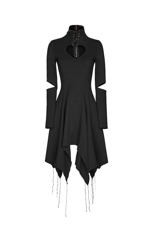  Gothic heart shape breast hollow out asymmetry hem laced dress Punk Rave OPQ-238LQF/BK  4