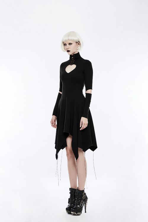  Gothic heart shape breast hollow out asymmetry hem laced dress Punk Rave OPQ-238LQF/BK  6