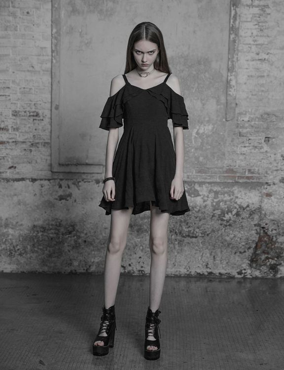  Lotus Leaf Chiffon Strap Dress Punk Rave OPQ-301LQF/BK  5