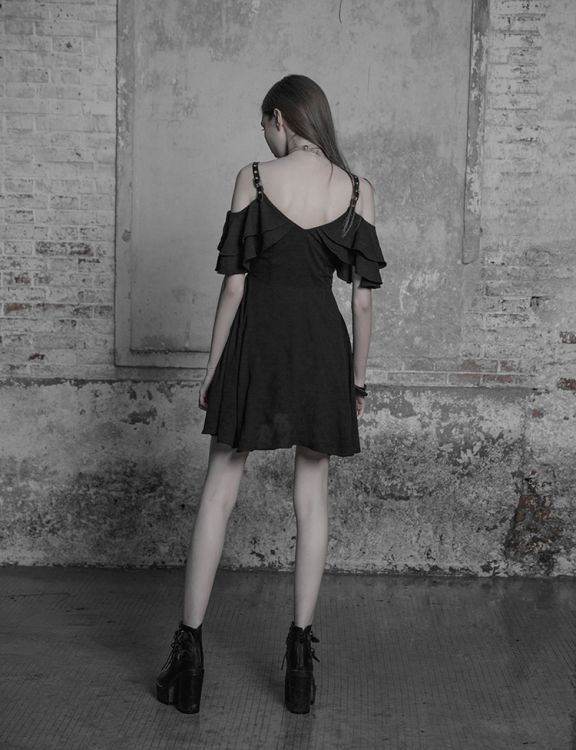  Lotus Leaf Chiffon Strap Dress Punk Rave OPQ-301LQF/BK  7