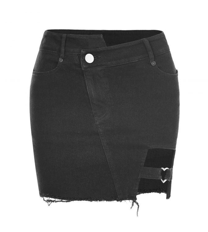  Dark Heart Shape Stretch Denim Skirt Punk Rave OPQ-302BQF/BK  2