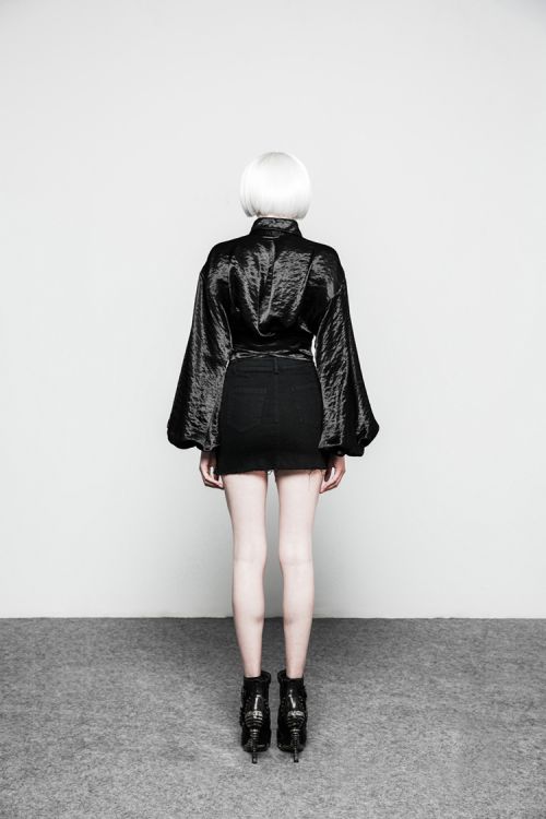  Dark Heart Shape Stretch Denim Skirt Punk Rave OPQ-302BQF/BK  7