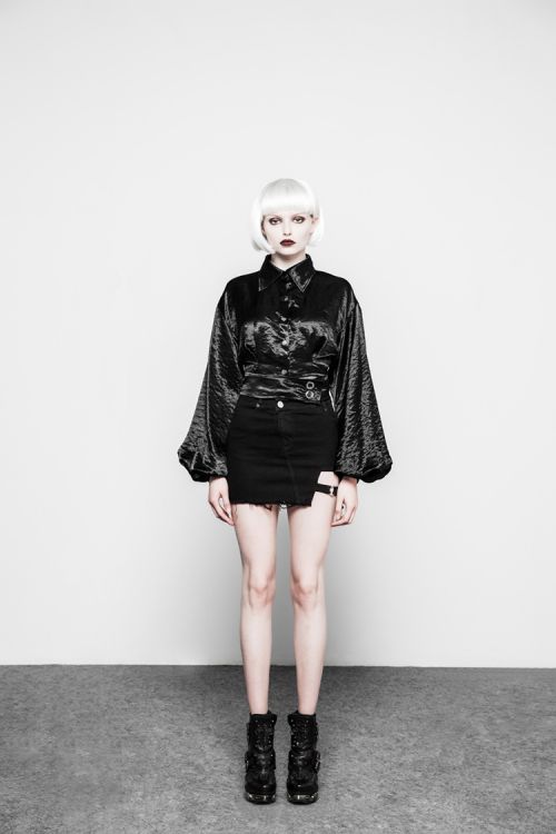  Dark Heart Shape Stretch Denim Skirt Punk Rave OPQ-302BQF/BK  5