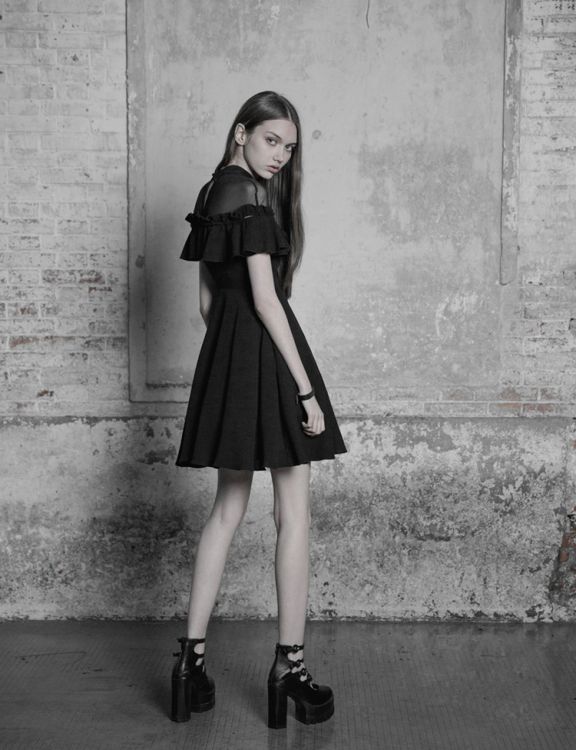  Lotus Leaf Side Stitching Dress Punk Rave OPQ-308LQF/BK  8