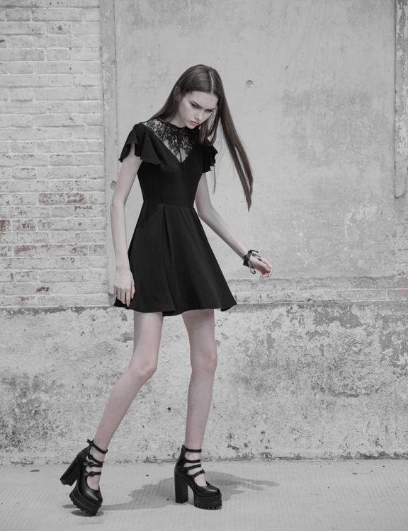  Gothic Lace Stitching V-collar Dress Punk Rave OPQ-333LQF/BK  6