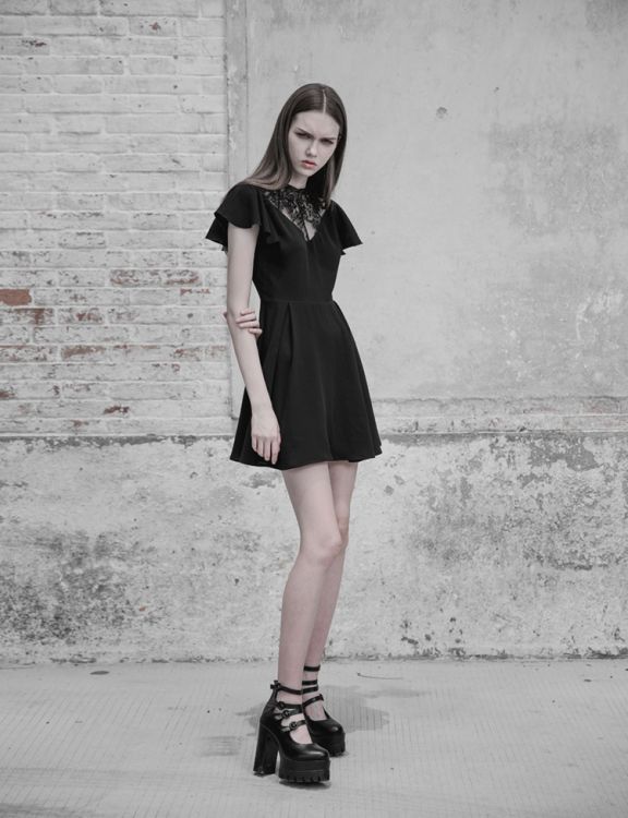  Gothic Lace Stitching V-collar Dress Punk Rave OPQ-333LQF/BK  7