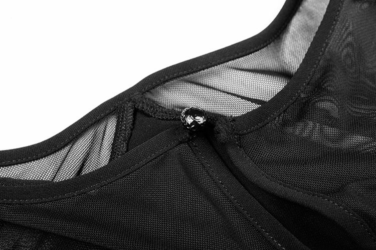  Mesh Stitching Chiffon Lotus Leaf Edge Strapless Dress Punk Rave OPQ-336LQF/BK  8