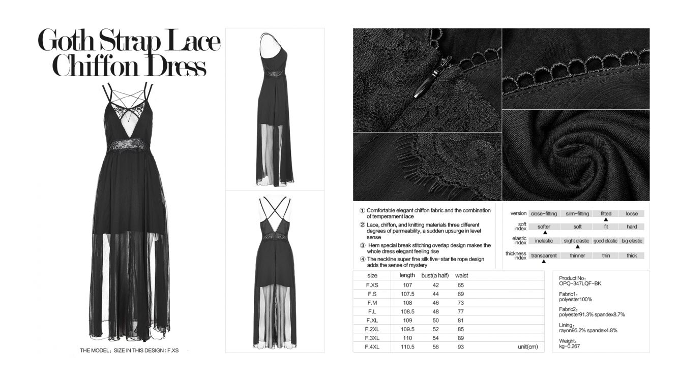 Платье Goth Strap Lace Chiffon Dress Punk Rave OPQ-347LQF/BK Изображение 9