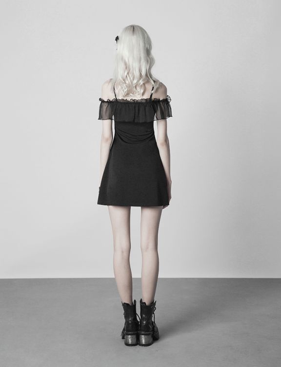  Imitation Silk Wrinkle Stitching A Pendulum Strap Dress Punk Rave OPQ-352LQF/BK  5