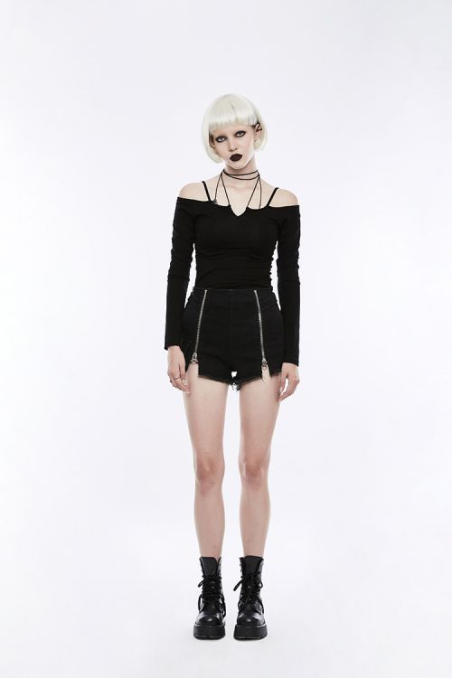  T Tie the rope strapless long sleeve bottoming shirts Punk Rave OPT-190TCF/BK  7