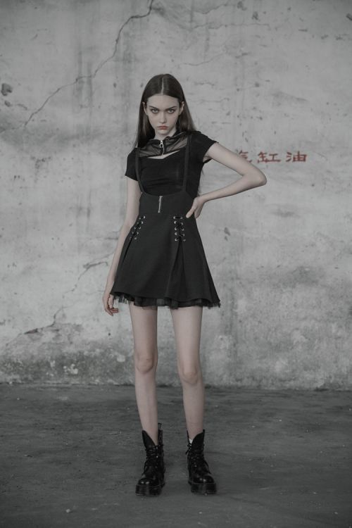 Short Tight Knit T-shirt Punk Rave OPT-220TDF/BK  6
